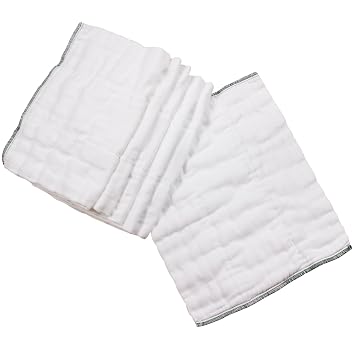 OsoCozy Prefolds Bleached Cloth Baby Diapers, Size 1 (7-15 lbs), Soft, Absorbent and Durable 100% Cotton, Diaper Service Quality Prefolds, Bleached White Color - 6 Pack