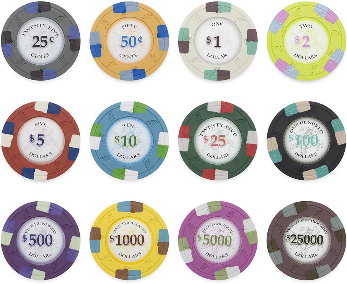 1000 Bulk Poker Knight Sword & Spade Design 13.5gm Clay Composite Poker Chips - Choose Chips!