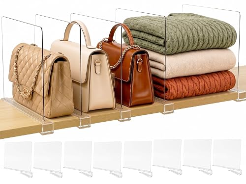 SortNStore Shelf Dividers Purse Organizer for Closet: Acrylic Clear 8