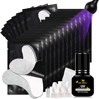 UV Eyelash Extension Glue 5ml Light Curing with 20 pcs Eye Pads