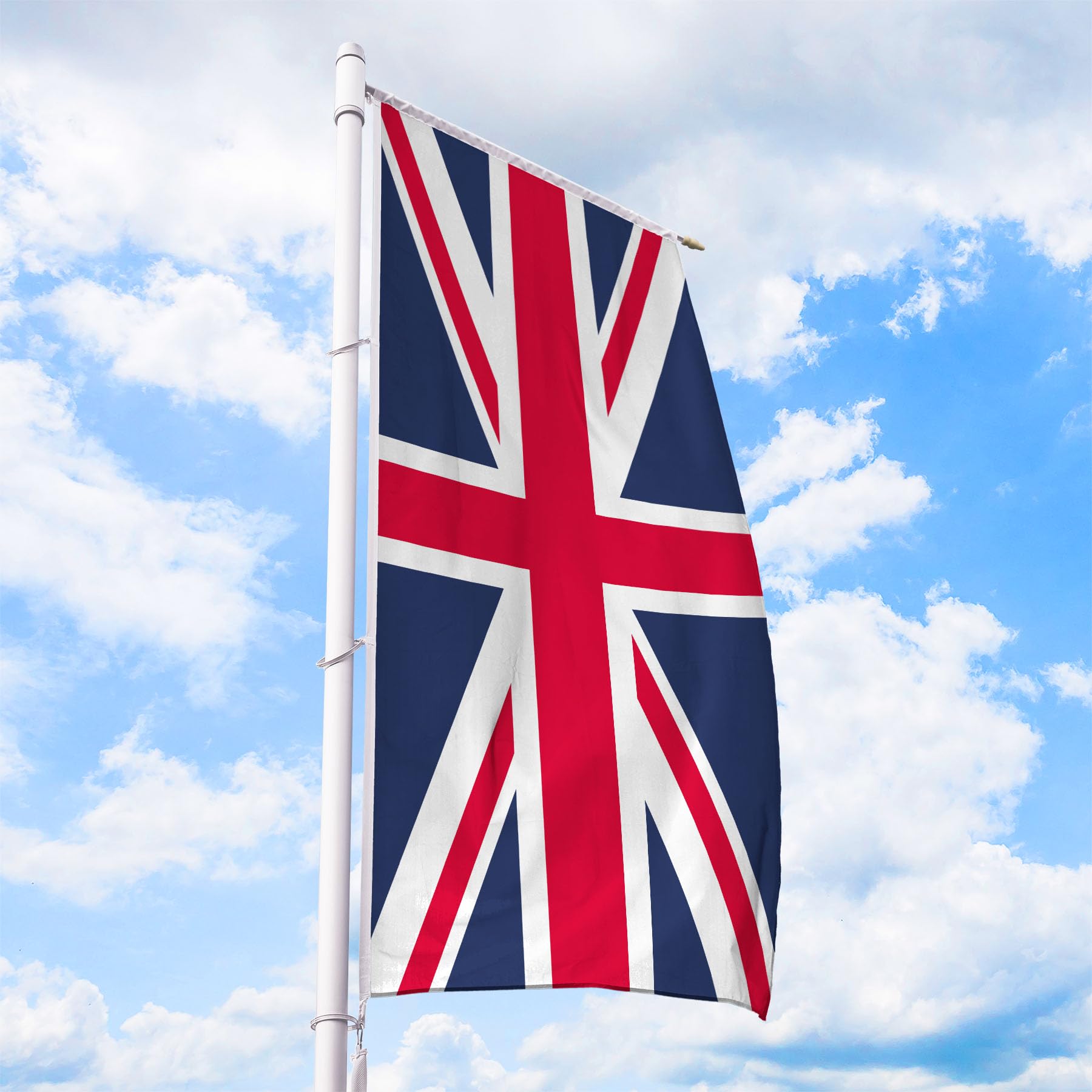 Großbritannien Flagge 150 x 400 cm - für Fahnenmast, Großbritannienfahne aus reißfestem Fahnen-Polyester-Stoff, Hissfahne Hochformat für Querausleger wetterfest und UV-beständig