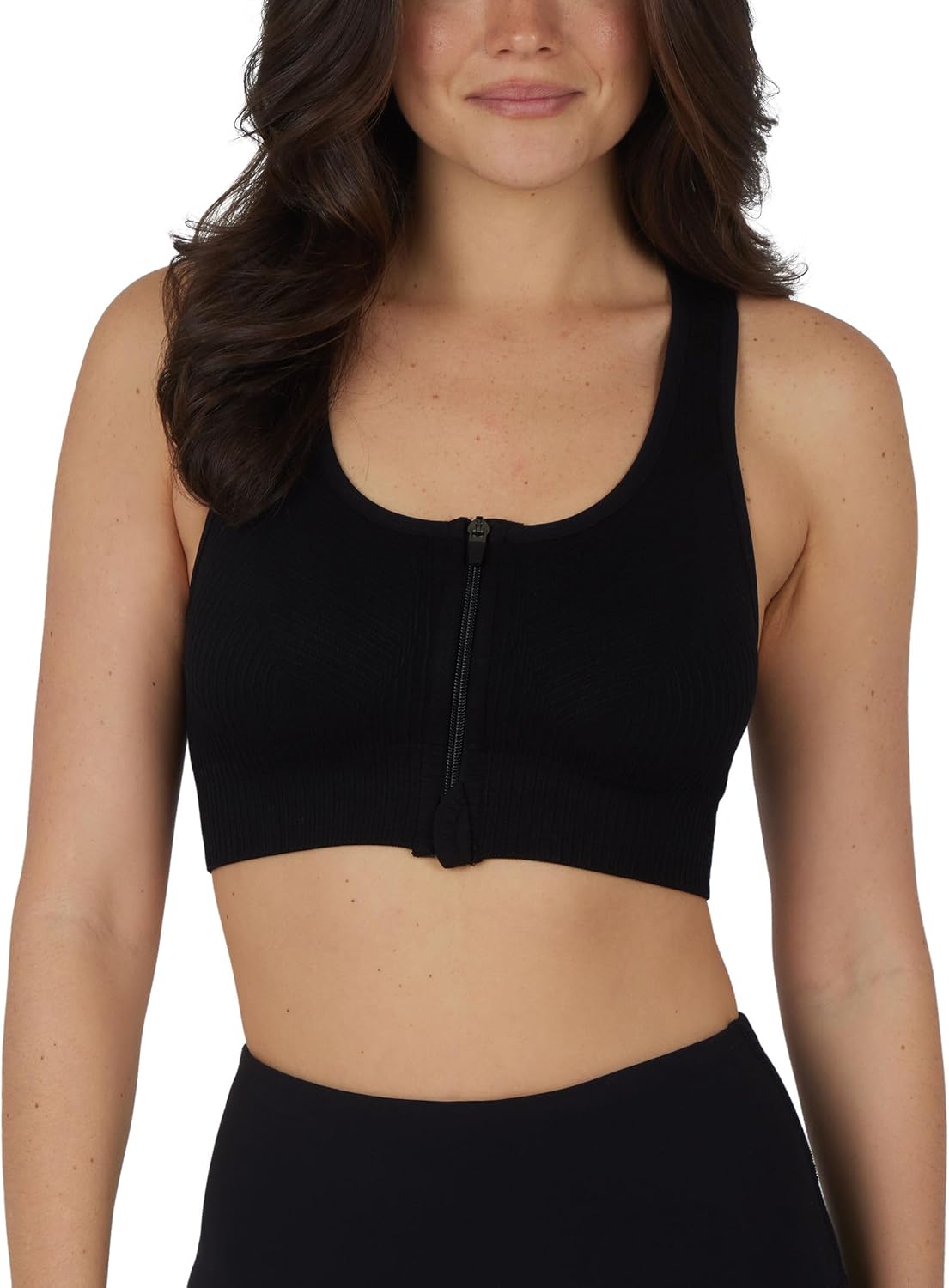90 Degree By Reflex Women's 2 Pack Zip Front Bra Seamless Textured Racerback Performance Supportive Sports Bra - Image 4