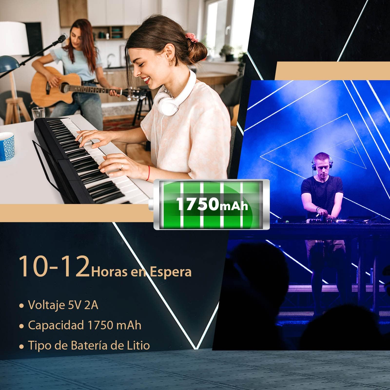 COSTWAY Piano Digital de 88 Teclas, Teclado Piano Electrónico Portátil con Bolsa, Pedal de Sostenido, Cargador, Conexión Bluetooth, Modo de Enseñanza, Piano Doméstico para Niños y Adultos