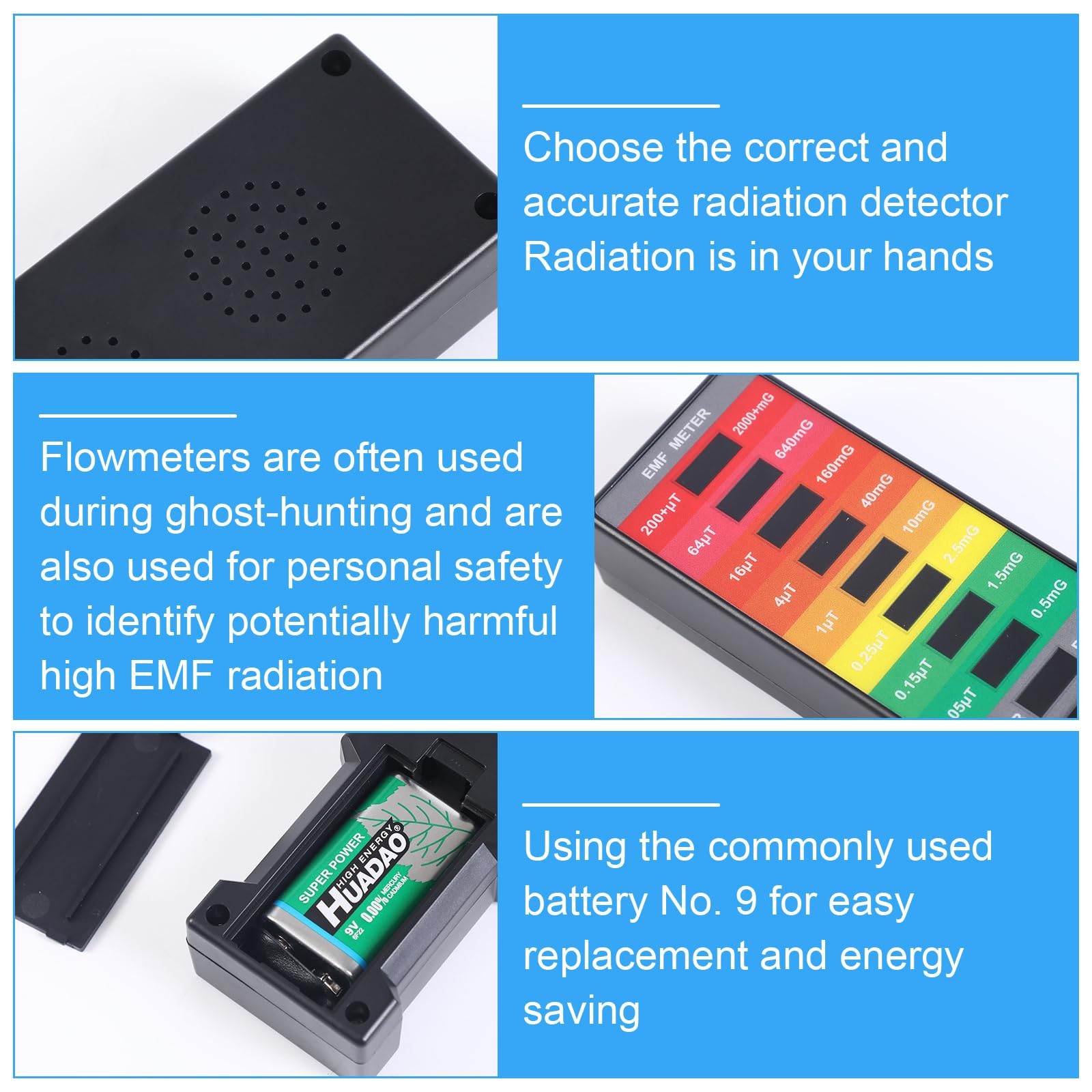 Nizirioo K3 EMF Meter Rilevatore di Campo Magnetico: Rilevatore Anti Radiazioni, Strumento di Test per Caccia ai Fantasmi, Attrezzatura Paranormale, per Test all'aperto, Ufficio, Portatile