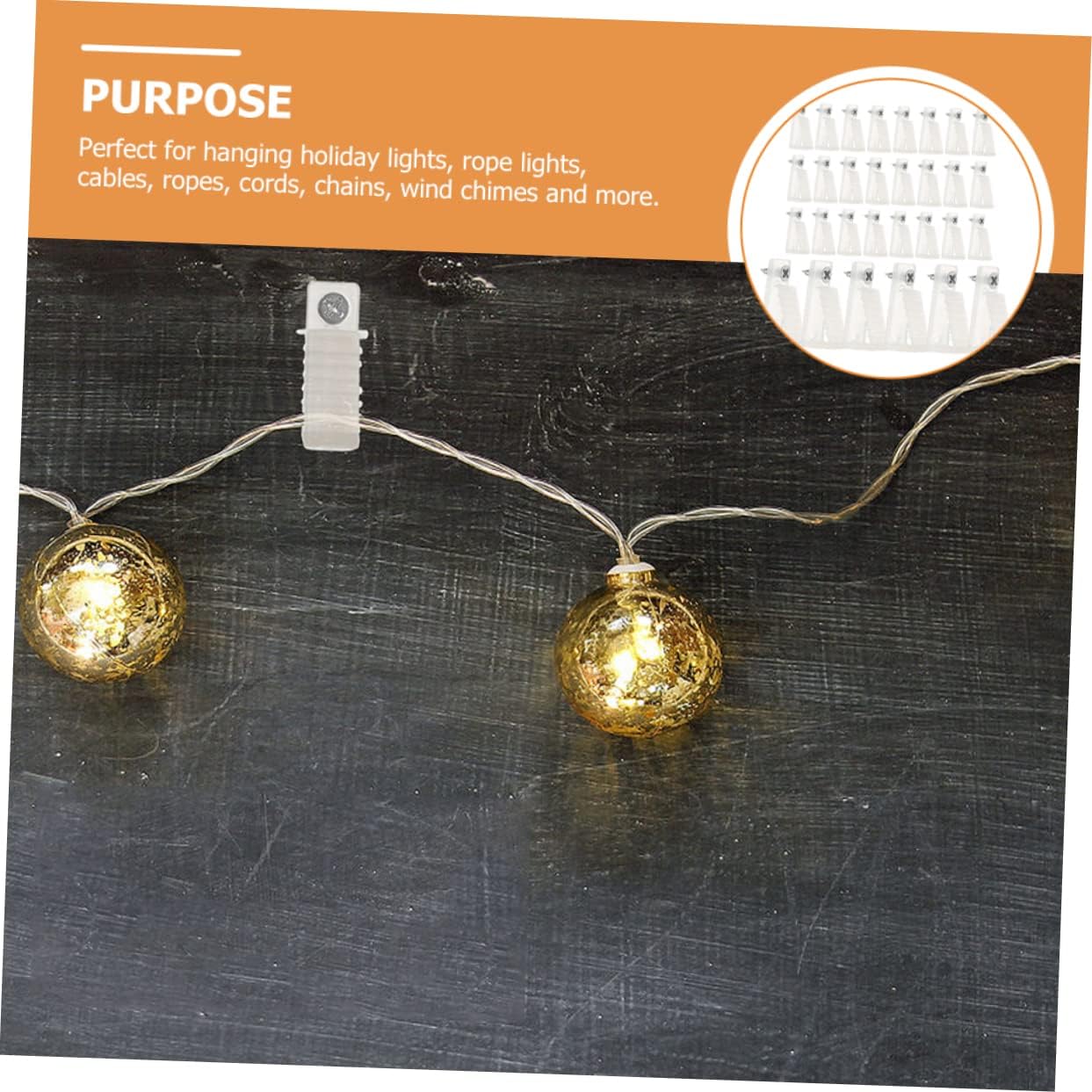 Luxshiny 4sets Plastic Outdoor Light Hooks String Lights Clips for Holiday Outdoor Decor 30pcs*4