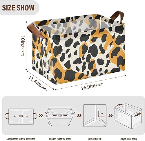 Miniatura 3 de KLL Black and Oringe Storage Basket Home Organizers with Handles Sturdy Closet Organizer for Shelves Drawers Desktop Closet Playroom Classroom