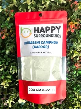 Bhimseni Camphor 100% Pure Camphor Purifying & Pleasant Fragrance For Aromatherapy, Meditation 200g