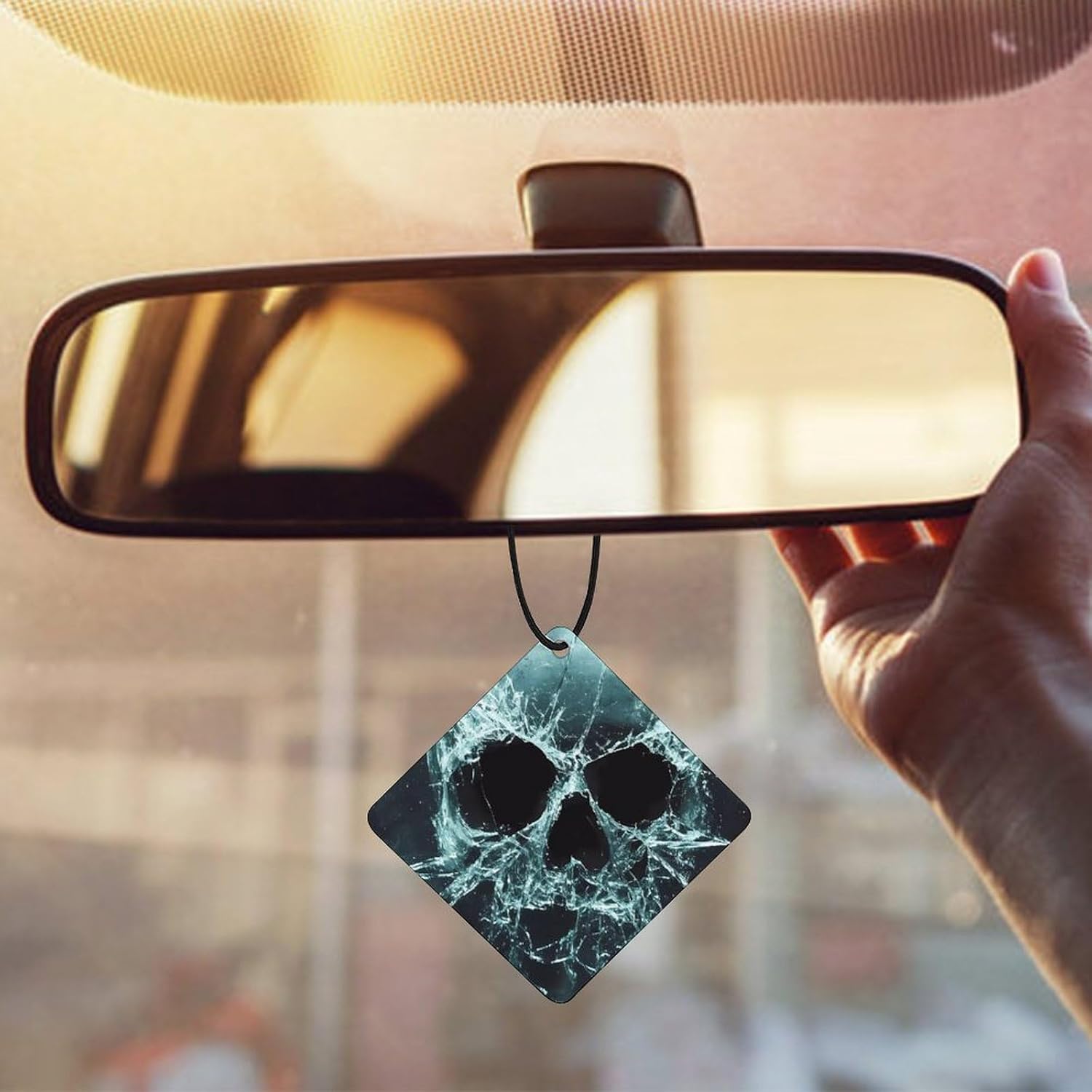 Skull Broken Glass Car Air Freshener Hanging Car Scent Cards Decor Interior Accessories