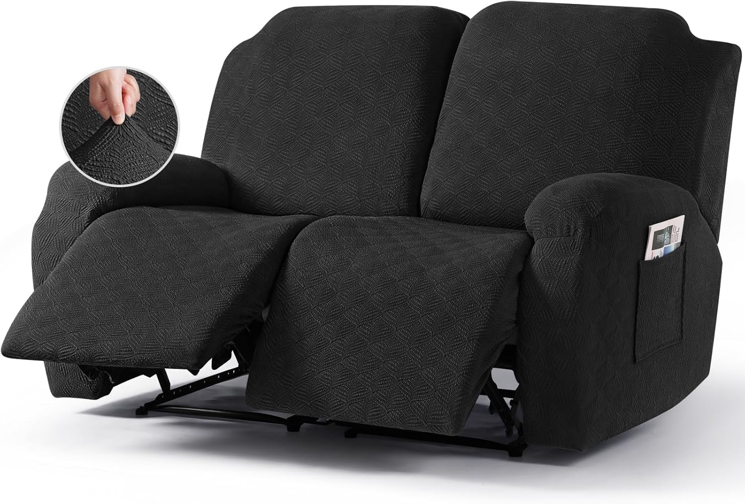 Timeles Recliner Covers Recliner Loveseat Covers Reclining Couch Covers Sofa Slipcovers Stretch Soft Washable (Two-Seater, Black)