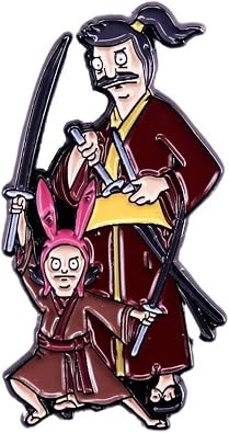 Bobs Burgers Bob Louise Hawk and Chick Japanese Samurai Ronin Swords Movie Film Belcher Family Cartoon Comedy TV Show 1.6" Enamel Pin Badge