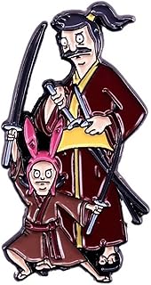 Bob's Burgers Bob Louise Hawk and Chick Japanese Samurai Ronin Swords Movie Film Belcher Family Cartoon Comedy TV Show 1.6" Enamel Pin Badge