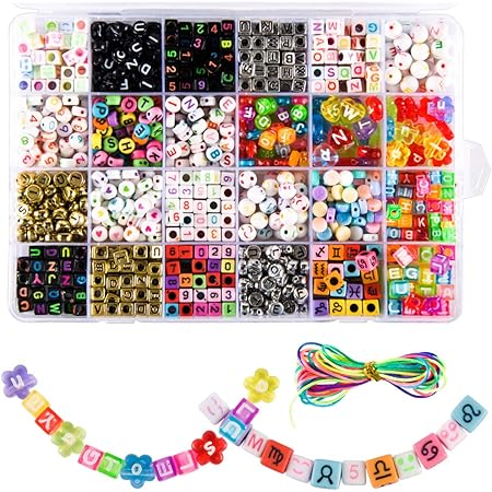 Amazon Better Stars レタービーズ アクリル 24種類 10pcs ビーズ手芸 アルファベットレター 数字 星座 表情 収納ボックス付き Diy用 手作り Diyジュエリー ブレスレット ネックレス 混合色 ビーズ ストーン 通販
