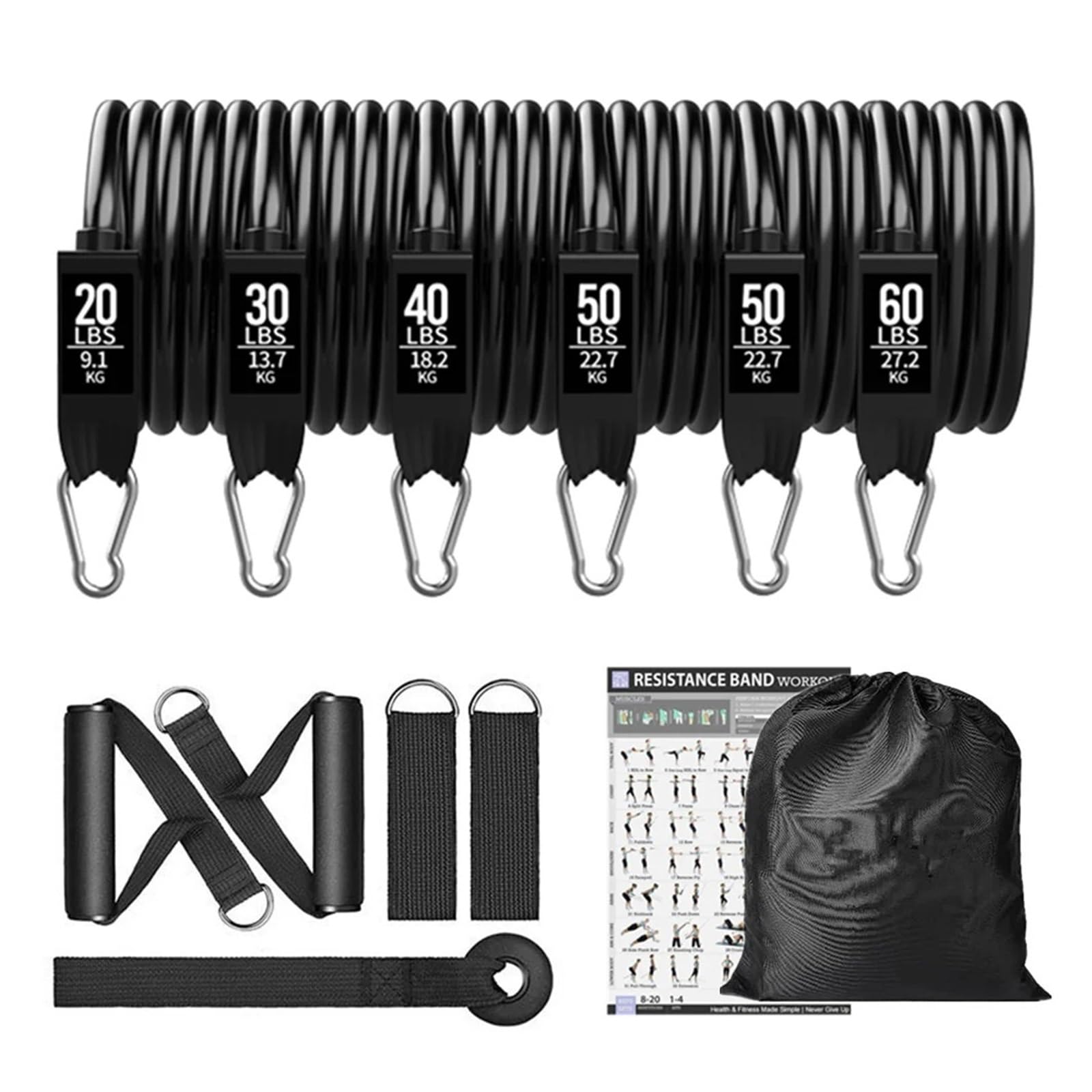 Widerstandsbänder mit Griffen 300lb Fitness Booty Resistance Elastic Band Workout for das Training