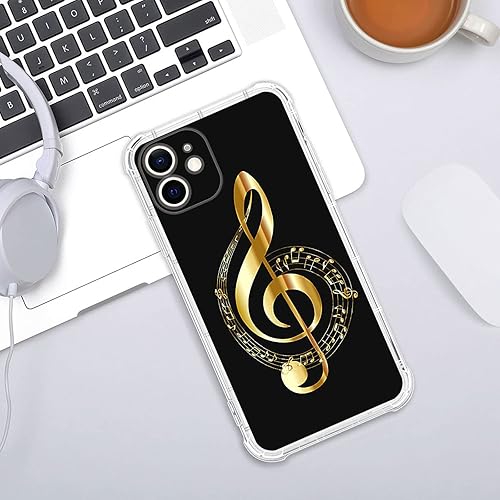 Miniatura 6 de yicomon Funda transparente compatible con iPhone 11, transparente con música dorada, fundas transparentes para niñas y mujeres, a prueba de golpes,