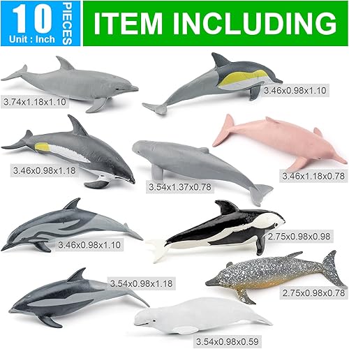 Miniatura 6 de Juego de figuras de mini delfines y tiburones ballena, juguetes de criaturas marinas para niños, decoración de pastel de pescado de plástico de 4