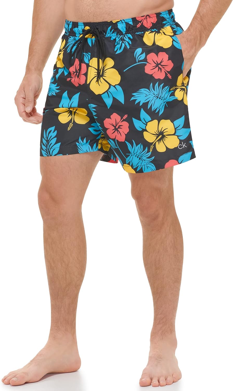 Calvin Klein Mens Uv Protected Quick Dry Graphic Print Swim Trunk