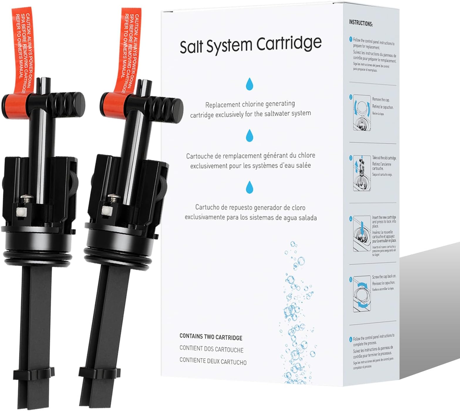 4-Month Salt System Replacement Cartridge for Hot Spring Spas, Tool-Free Installation, 2-Pack, Compatible with Highlife/Limelight/Caldera Utopia/Paradise