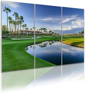 6 Pack Art Acoustic Panels Scenic evening view course palm trees reflection pond Sound Absorbing Panel 48"x72" Soundproof Wall Panels Acoustic Wall Art for Studios, Office, Theaters