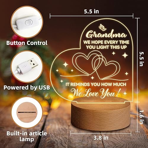 Miniatura 9 de Regalos para hija de mamá, cumpleaños, graduación y día de la madre, luz nocturna acrílica grabada con base, regalo pensativo para hija de parte de