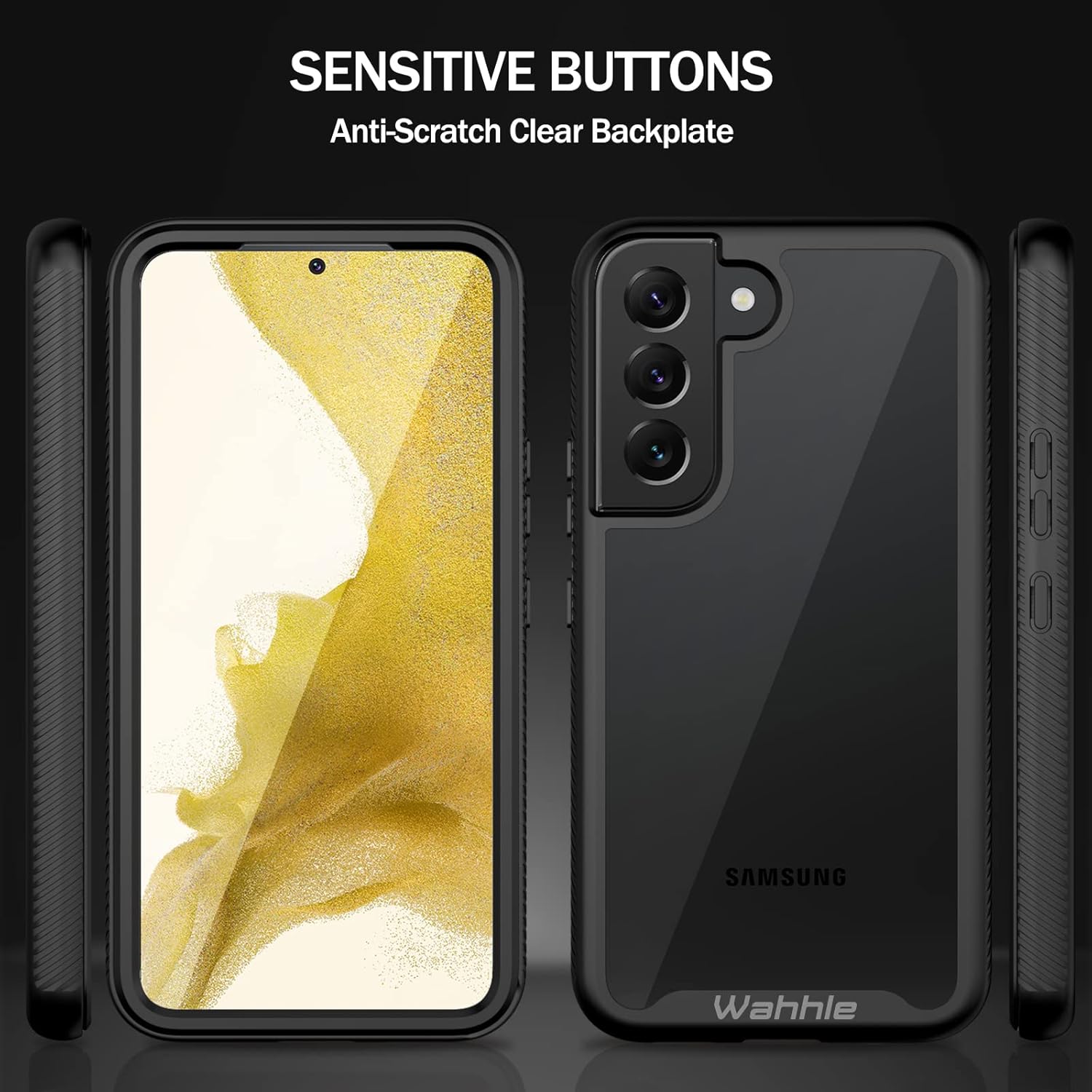 wahhle Compatible with Samsung Galaxy S22+ Plus Case, Built in Screen Protector Full Body Shockproof Slim Fit Bumper Protective Phone Cover for Samsung S22+ Plus 5G-Black/Clear - Image 5