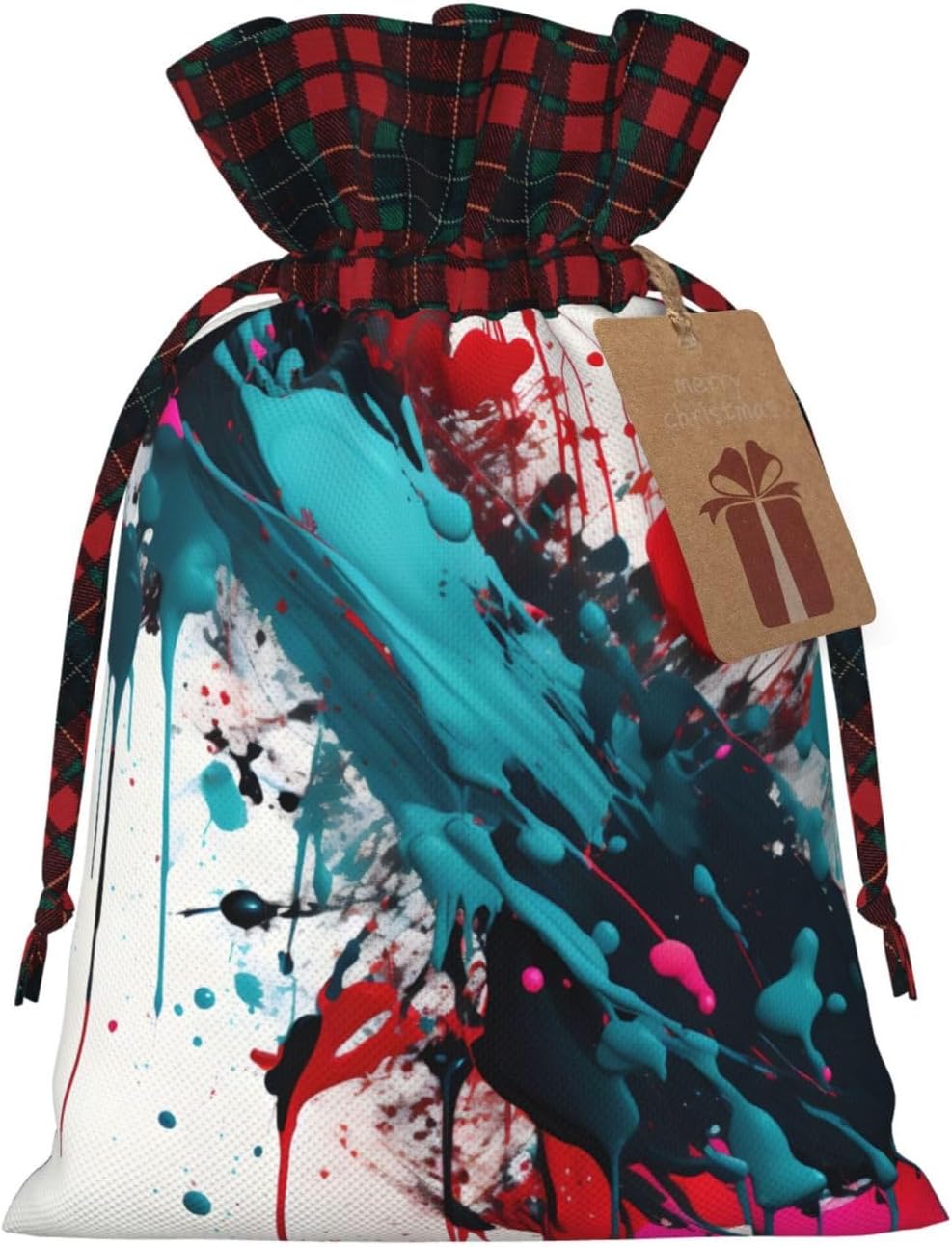 MDATT Abstract Paint Splashes Drawstring Gift Bags,8 X 11 Inch Goodie Bags For Wedding Party,Christmas Birthday Halloween Decor