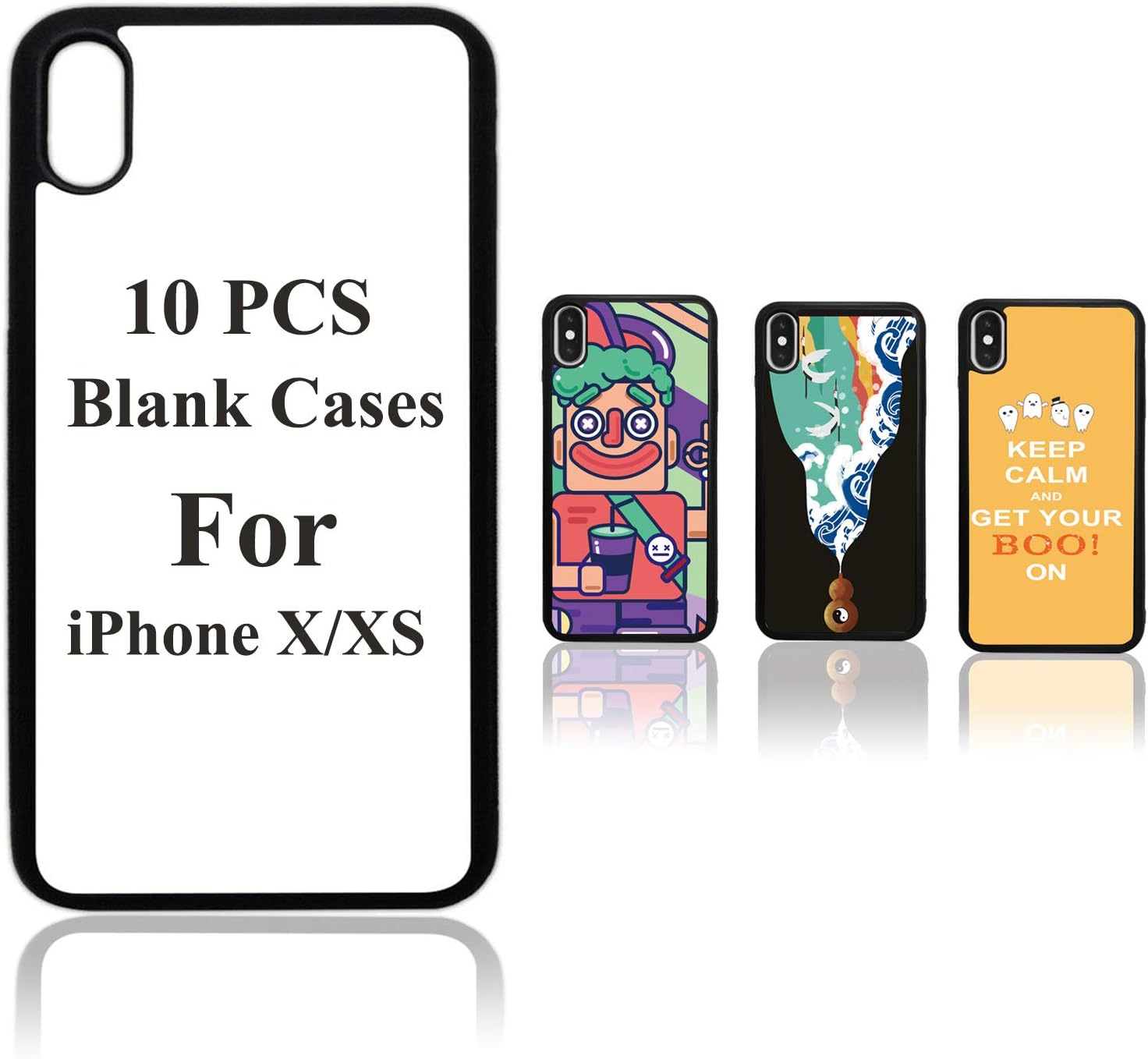 JUSTRY 10PCS Sublimation Blanks Phone Case Covers Compatible with Apple iPhone X /10 iPhone Xs, 5.8 Inch. Sublimation Blanks Printable Phone Cases DIY Soft Rubber