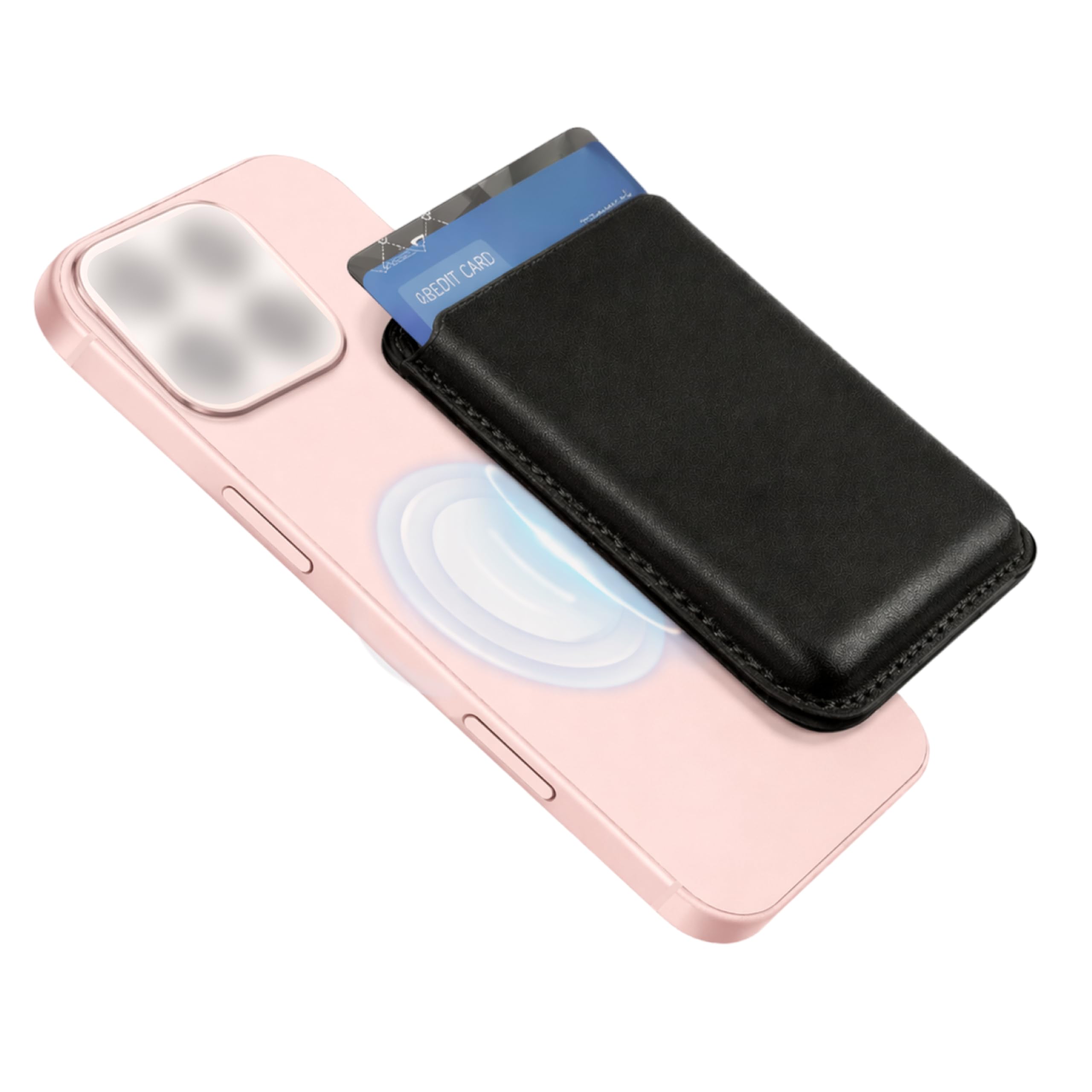 Porte Carte Magnétique Aimants Puissants Compatible iPhone 17/17e/Air/16/15/14/13/12 pour 2-3 Cartes