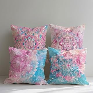 Funda Cojin 35x35 cm Cojines Exterior Impermeable Juego de 4 de Lino Fundas Cojine Decorativa Cuadradas Almohadas Fundas para Sofá Cama Dormitorio Habitacion Arte Grafiti Funda Almohada Lila qq235