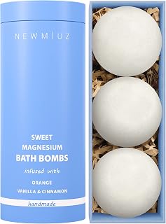 Magnesium Bath Bomb Post Workout Recovery Indulge in Luxurious Bubble Spa with Your Essential Oil Infused Bath Oil Bombs Sweet Vanilla Warming Cinnamon and Refreshing Orange Ideal for Sensitive Skin