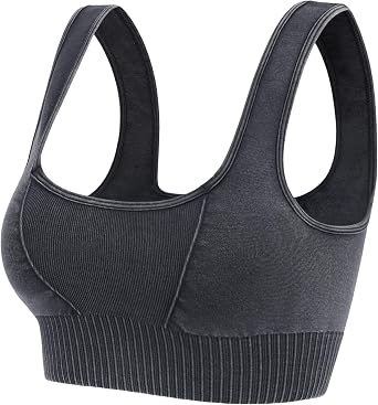 ODODOS Seamless Square Neck Sports Bra for Women Ribbed Crop Tank Casual Low Back Cropped Tops