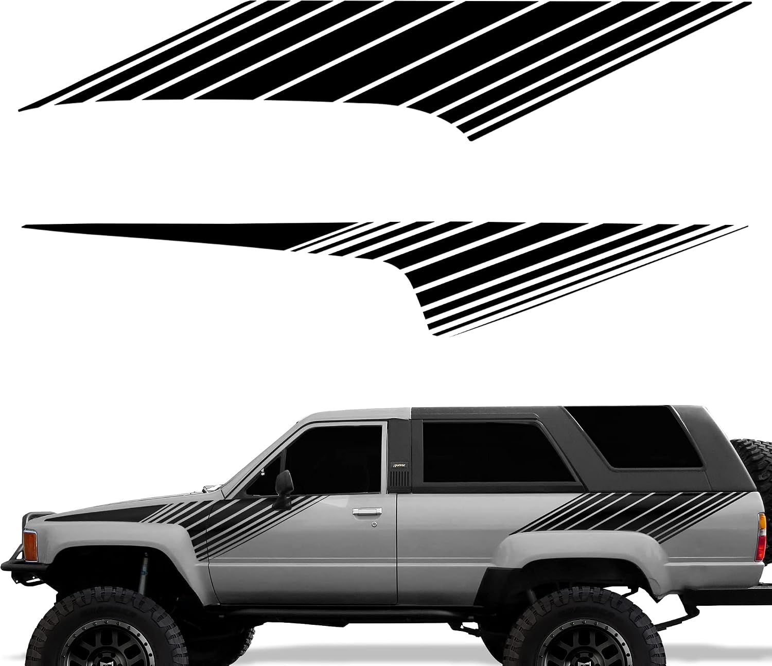 OEM Style Stripes Side Graphics Kit Vinyl Decal Wrap Compatible with Toyota 4Runner 1987-1988 - Matte Black