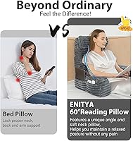 Vista 3 de ENITYA Almohada de espalda XL de 22 pulgadas para sentarse en la cama, almohada de lectura con brazos integrados, silla de apoyo de respaldo suave