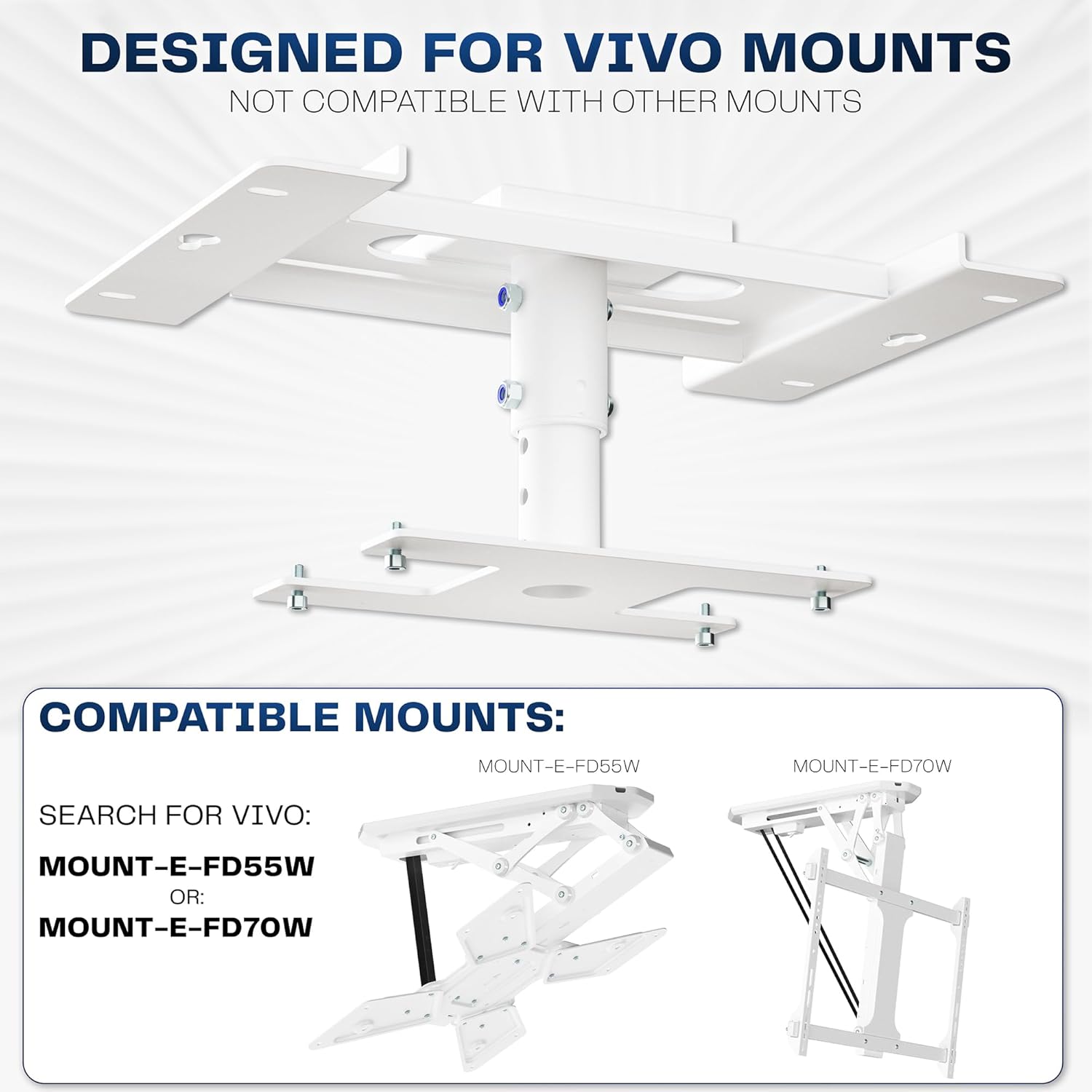 VIVO Drop Ceiling Mount Designed for MOUNT-E-FD55W and MOUNT-E-FD70W Electric Ceiling TV Mounts, Holds Screens up to 77 lbs, 4 Height Settings, MOUNT-FD1C