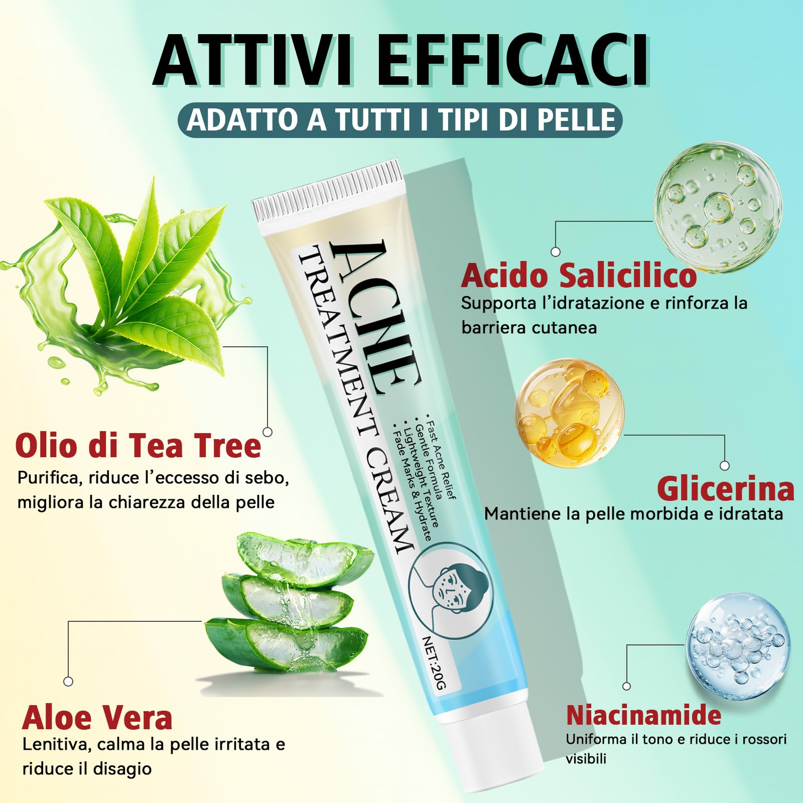 Crema Brufoli Viso, Crema Acne Potentissima, Cura per Brufoli e Imperfezioni, Riduce Subito Acne e Brufoli, Punti Neri e Rossori, Adatta a Tutti i Tipi di Pelle e Età,per la Pelle di Viso e Corpo