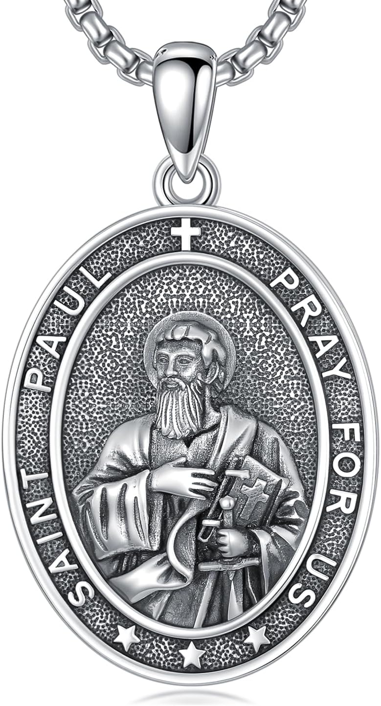 925 Sterling Silver St Michael/St Raphael/St Jude/St Christopher/St Benedict Crucifix Pendant Necklace Religious Amulet Jewelry Gift for Men Women