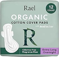 Vista 20 de Rael Almohadillas para mujer, funda de algodón orgánico, almohadilla de periodo con alas, cuidado femenino, servilletas sanitarias, absorción