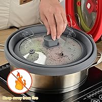 Vista 5 de Cubierta de vidrio para salpicaduras de microondas, tapa protectora de salpicaduras con silicona plegable para placa de olla de alimentos, 10.8 Gris