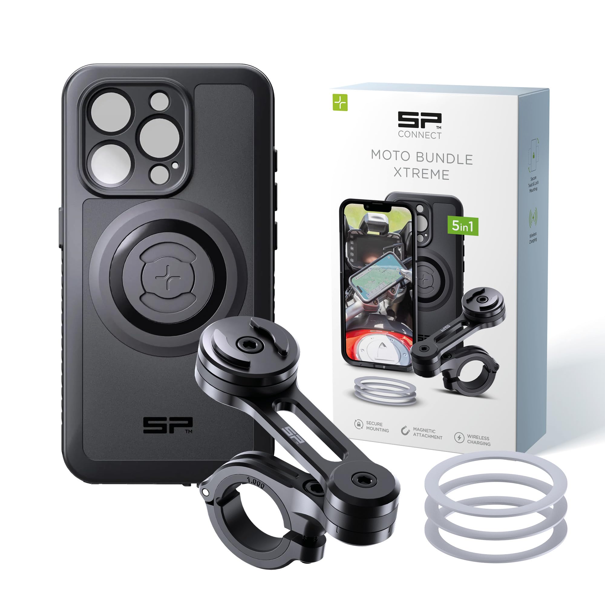 SP CONNECT Moto Bundle Xtreme | SPC+ | Halterung kompatibel mit iPhone 15 Pro | Handyhalterung für Motorrad | Handyhalter Smartphone | Zubehör für Motorroller