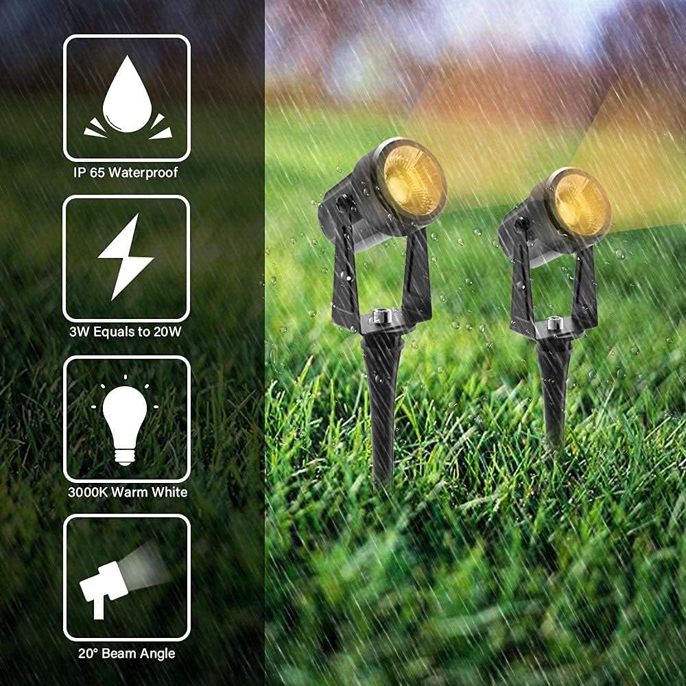 SUNTHIN Outdoor Landscape Spotlights, 12V Low Voltage LED Spotlights with Transformer for House, Yard, Lawn, Tree, Swimming Pool, Outdoor Garden Use (4 Pack), IP65 Waterproof Warm White : Everything Else