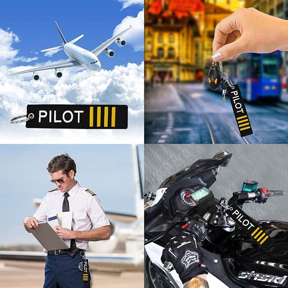 Pilot Lanyard 4 Stripes for Keys with Detachable Safety Buckle Traveler Pilot Keychain Baggage Tag set