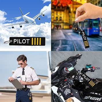 Pilot Lanyard 4 Stripes for Keys with Detachable Safety Buckle Traveler Pilot Keychain Baggage Tag set