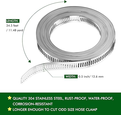 Miniatura 4 de Ripeng Abrazaderas de manguera grandes de acero inoxidable, accionamiento sin fin, ajustables para intercooler, tubería, plomería, tubo y línea de