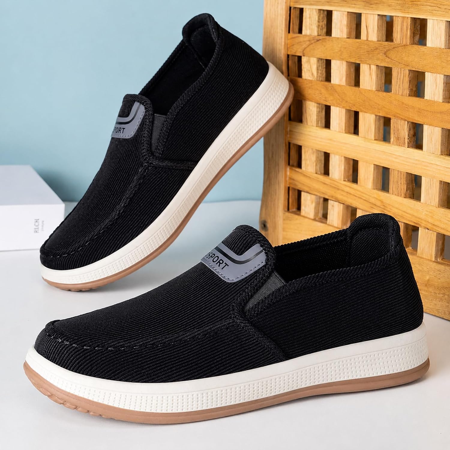 Men Boat Shoes Slip On Walking Loafers Width Shoes Non Slip Sneakers Lightweight Comfort Fashion Business Work