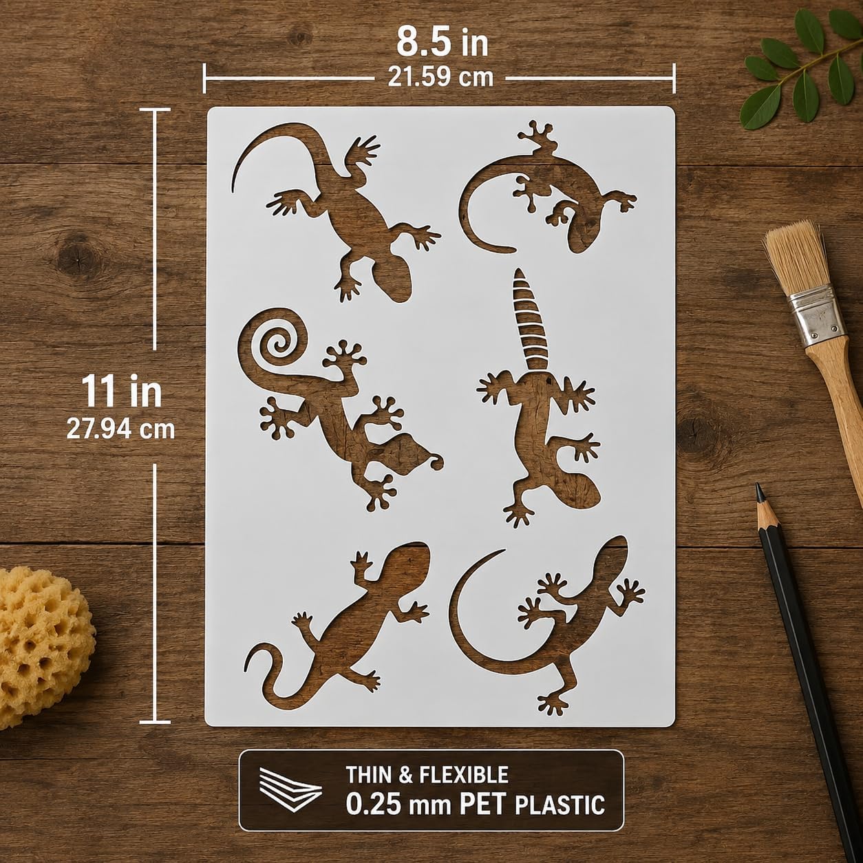 8.5x11 Inch Lizard Stencil Reusable Plastic Aztec Gecko Reptile Template
