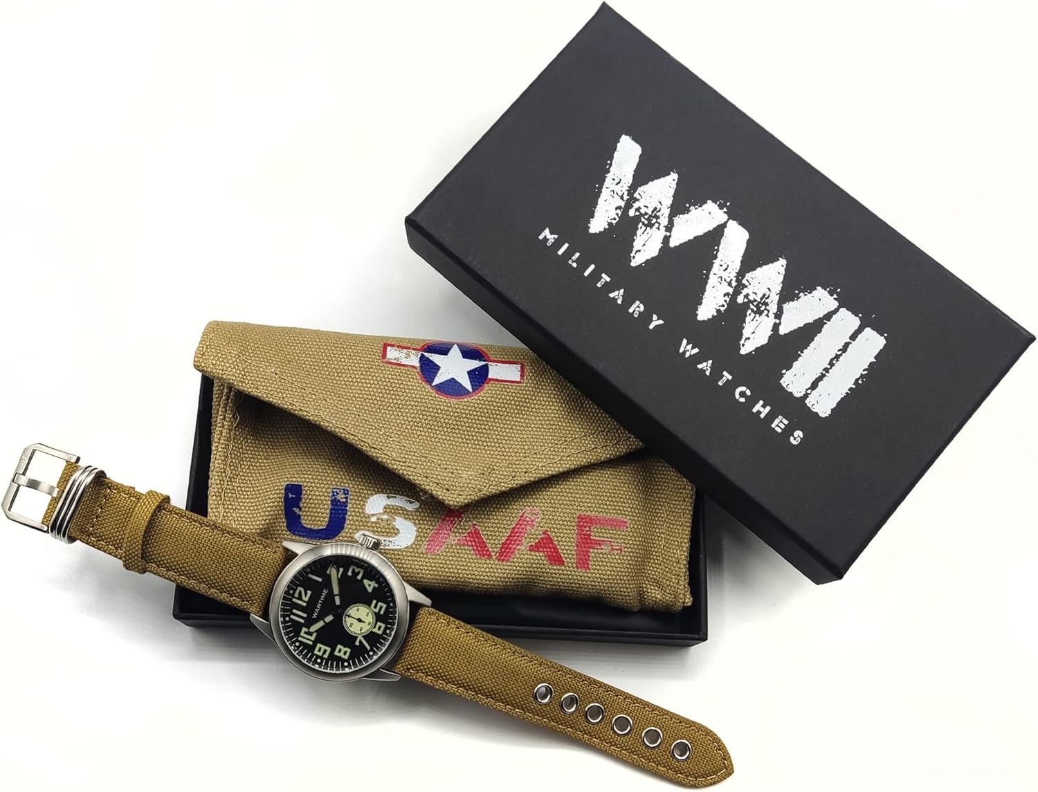 WTI Orologi militari WWII - Bombardieri USAAF. Movimento svizzero, cassa in acciaio, lancette ad alta luminosità e cinturino in pelle. 10 ATM - Edizione limitata a 500 esemplari. WTI Orologi militari WWII - Bombardieri USAAF. Movimento svizzero, cassa in acciaio, lancette ad alta luminosità e cinturino in pelle. 10 ATM - Edizione limitata a 500 esemplari.