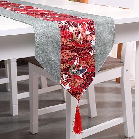 Amazon センターテーブルクロス 鯉柄 花柄 新年祝い クリスマス 雰囲気アップ インテリア テーブル装飾 良い手触り おもてなし 防塵 お手入れ簡単 ホームデコレーション ダイニング 新居祝い 喫茶店 カフェ レッド テーブルクロス オンライン通販