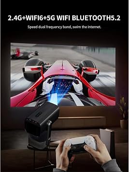 4K Şarjlı Projeksiyon Cihazı, 1080P Full HD Görüntü Kalitesi, WiFi 6 Bluetooth 5, Uzun Şarj Ömrü, 12000 Lümen Parlaklık, Elektrikli Odaklanma, 40-150 Görüntü, Ev Ofis ve Bahçe İçin Projektör