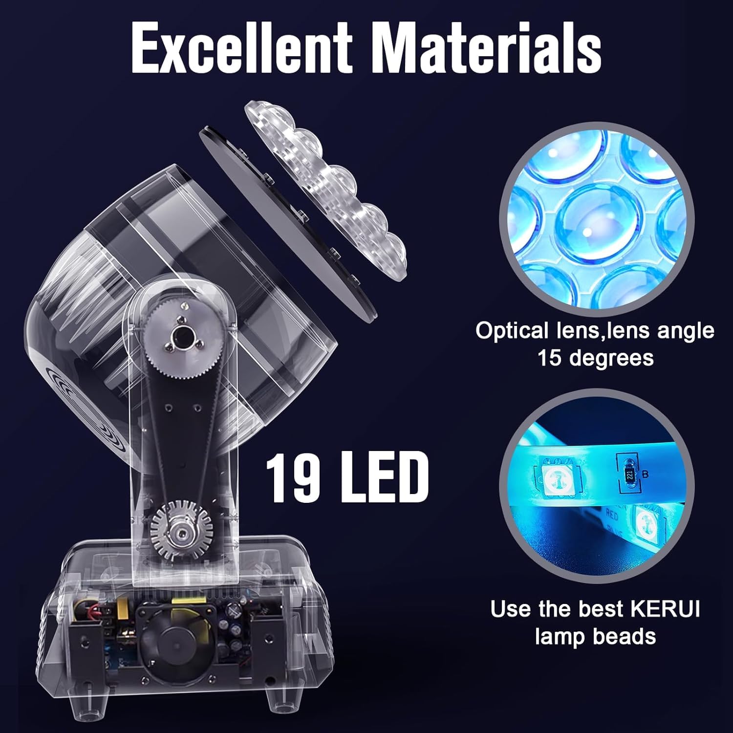 2 Unités 19x15W Lyre LED Beam Wash Zoom Effet de Lumière Disco Projecteurs