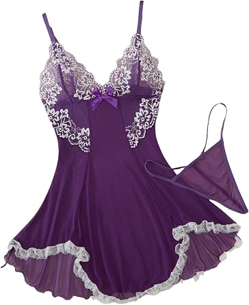 Womens Lingerie Nightwear Spaghetti Strap Nightgown Sexy Babydoll Chemise S-XXL