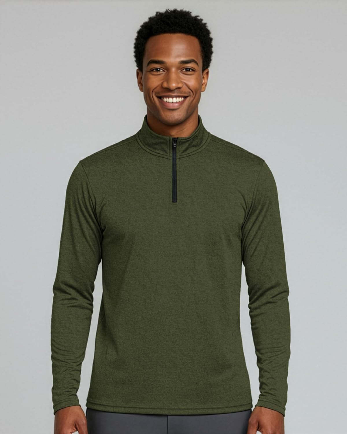 Real Essentials 3 Pack: Men's Dry-Fit Active Quarter Zip Long Sleeve Athletic Performance Pullover (Available in Big & Tall)